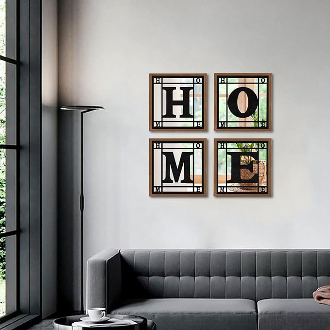 4 PCS Square Wall Mirrors, Rustic Farmhouse Accent Mirror， Home Wall Decor for Living Room, Bedroom, Bathroom & Entryway