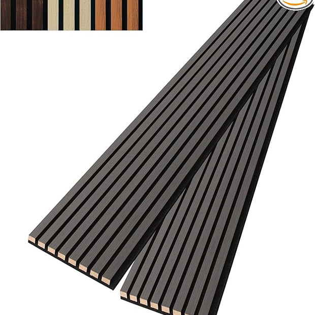 Art3dwallpanels Wood Slat Wall Panel, 108'' x 13'' Wood Panels for Wall 2 Pack 3D Soundproof Wall Panels, Large Acoustic Panels for Interior Ceiling and Wall Decor Noise Reduction,Smoky Wood