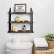 Mkono Floating Wall Shelves 3 Tier 17 Inch Rustic Hanging Shelf with Metal Bracket Wall Mount Wood Storage Display Shelves for Living Room Bathroom Bedroom Kitchen Office,Medium