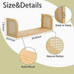 24 Inch Rattan Wall Shelf, Wooden Hanging Bookshelf Storage, Natural Cute Nursery Shelves Wall Mounted, Boho Decorative Floating Shelves for Kids Room, Living Room, Play Room, Bedroom