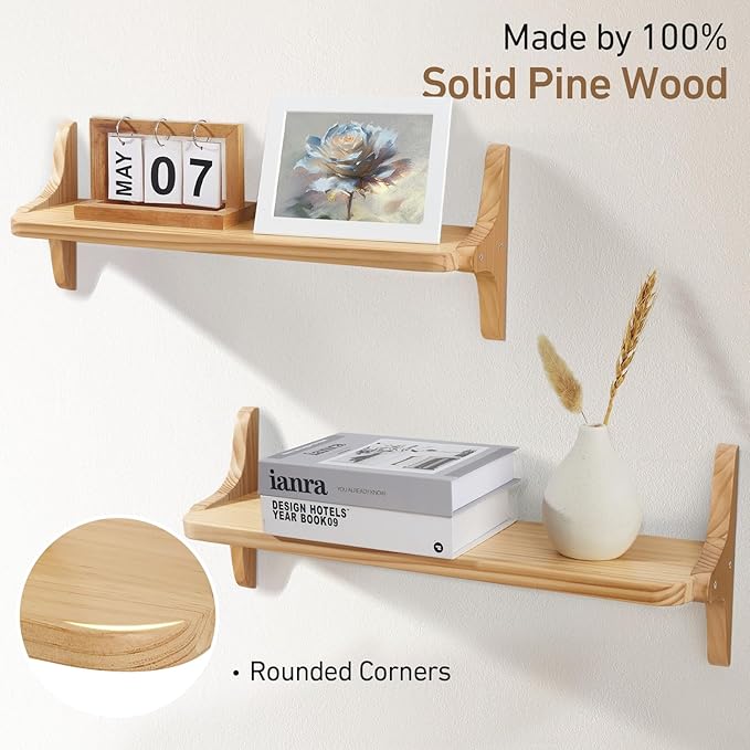 Wooden Floating Shelves for Wall, 23.6