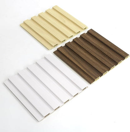 3 Packs Sample 6 x 5.9in Slat Wood Wall Paneling, WPC Wainscoting Panels for Interior Wall Decoration Living Room Bedroom, Accent Wall Panels
