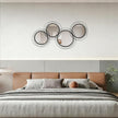 Round Decorative Wall Mirror, Black 4 Pcs Circle Modern Mirror Wall Art Ring Metal Mirrors Wall Mounted for Living Room Bedroom Entryway Dining Room Hallway 16x32 Inch