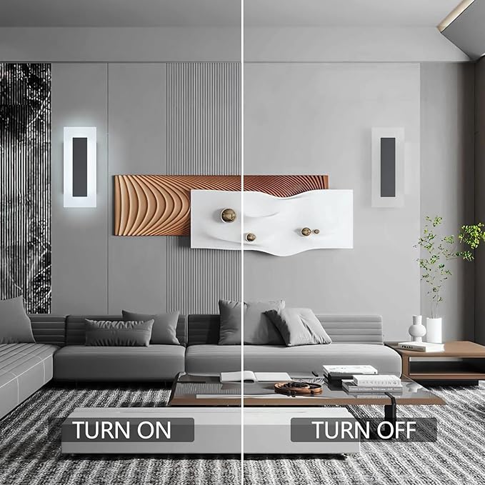LMQNINE Modern LED Acrylic Black Wall Sconce White Light 6000K for Bedroom Corridor Stairs Bathroom Indoor Lighting Fixture Lamps Home Room Decor (2-Pack)…