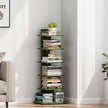 TUTOTAK Bookshelf, 6-Tier Bookcase, Narrow Spine Book Shelf for Small Space, Corner Standing Shelf for Living Room, Office, Study, Entryway, Olive Green BS06BOG016