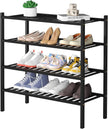 4 Tier Bamboo Shoe Rack for Closet Free Standing Wood Shoe Shelf for Entryway Small Space Stackable 27