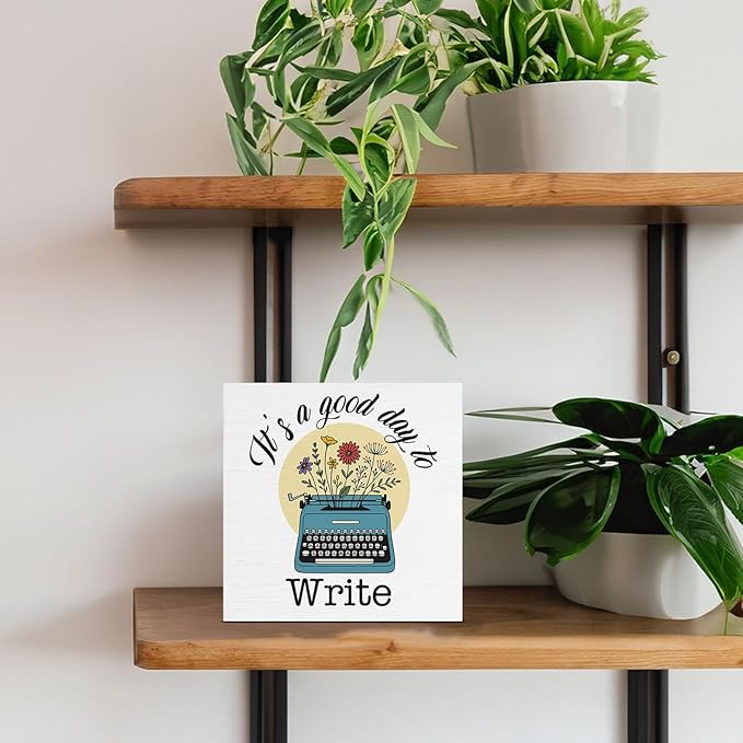 Writer Gifts for Women Men, Funny Gifts for Writers Author Novelist Writing Lover, It's a Good Day to Write Wooden Sign Home Office Desk Decor
