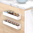 VAEHOLD Adhesive Acrylic Spice Rack with Nano Double Sided Tape Wall Mount Organizer Wall Spice Rack With Shelf Ends for Kitchen Cabinet Door - 2 Pack 12'' Shelves (White)