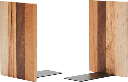 Pandapark Wood Decorative Bookends,Non-Skid Bookend for Shelves,Heavy Duty Bookends,Book Stand for Books/CDs,1 Pair