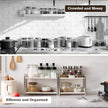 MOZIMABOX Cabinet Organizer Shelf, 2 Tier Kitchen Spice Rack Countertop Shelf Organizer, Stainless Steel Kitchen Storage Countertop Storage Shelf Container, (S, White)