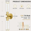 Gold Wall Sconces, Bathroom Sconces Vanity Light Fixtures with Clear Glass, Set of 2, Brushed Gold Sconces Wall Decor, for Living Room/Bathroom Corridor Mirror/Bedroom Hallway Stairwell