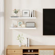 Fun Memories Rustic Floating Shelves for Home Decor, 8 Inch Deep Floating Shelf, Solid Wood Floating Wall Shelves 30 Inch Long, Deep Wall Shelves for Bathroom, Living Room, White Finsh, Set of 2