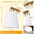 Battery Operated Wall Sconce Set of 2,Gold Rechargeable Wall Lights with Lampshade Dimmable RGB Bulbs and Remote,15 Colors Wireless Wall Lamps for Bedroom Living Room (Gold-3P)