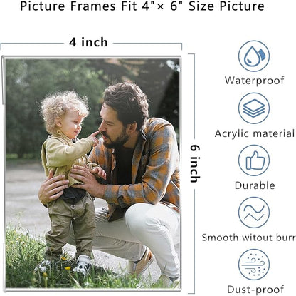DZZ Clear Acrylic Photo Picture Frames Display Picture,Wall Mounting Clear for Home,School,office,-Vertical, 4x6, Set of 6