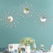 Uaussi 3 Pack Crystal Sunburst Wall Mirror Décor Rhinestone Mirrors Decorative Home Wall Art for Living Room Bedroom Entryway(Flower+Sunburst Silver)