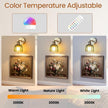 Wall Sconces Set of Two, Battery Operated Wall Light with Remote, Wireless Rechargeable Wall Sconce, 12 Colors & Dimmable, Scalloped Green Glass Shade, Vintage Brass Wall Lamp for Bedroom, Living Room