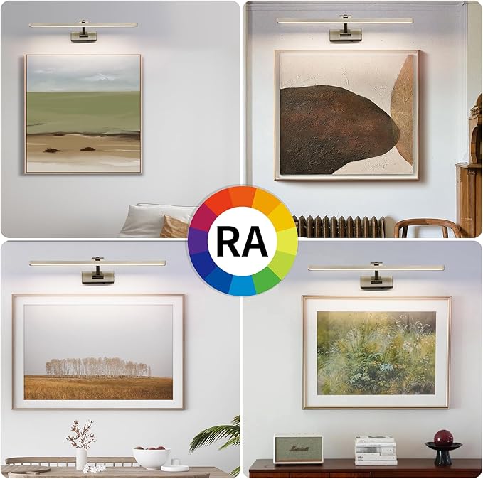10000mAh Picture Light Battery Operated,23.6In Antique Bronze Wireless Rechargeable Picture Light 3 Colors Dimmable Art Light with Remote Timer for Paintings,Gallery