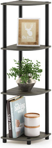 Furinno TURN-N-TUBE Corner Shelf, 4-Tier Corner Bookshelf, Display Storage Shelves with Open Shelves, for Organization and Storage, Living Room, Home Office, Garage, French Oak