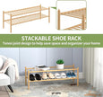 2-Tier Bamboo Long Shoe Rack, Free Standing Wood Shoe Shelf Storage Organizer for Closet Entryway Stackable 35