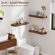 Heimlove 24 Inch Floating Shelves for Wall Walnut Shelves Set of 2,Wall Mounted Rustic Wood 8 Inch Deep Floating Shelf with Invisible Brackets for Bedroom Kitchen Living Room