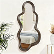 Asymmetrical Mirror Modern Wood Frame Unique Artistic Large Irregular Wall Mirrors Cute and Stylish Cloud Wavy Mirror Decorative for Cloakroom Bedroom Living Room Bathroom Entryway 30