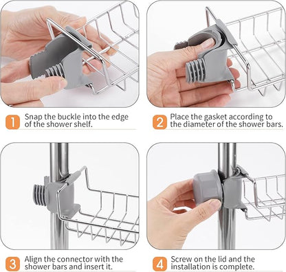 Clawfoot Tub Caddy(Shower Rod Not Included) - Stainless Steel Shower Shelves and Soap Caddy