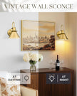 Gold Wall Sconces, HWH Indoor Wall Lights, Vintage Barn Wall Lamp, Brass Wall Sconce Light for Bedroom Living Room Kitchen, Gold Finish, 5HZG56B BG