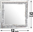 Meetart Crystal Crush Diamond Silver Mirror 12'' x 12'' 2PCS,Frameless Stylish Gorgeous Diamond Decor Glam Glass Mirror. for Bedroom Bathroom Hanging Mirror Home for Wall Decor.