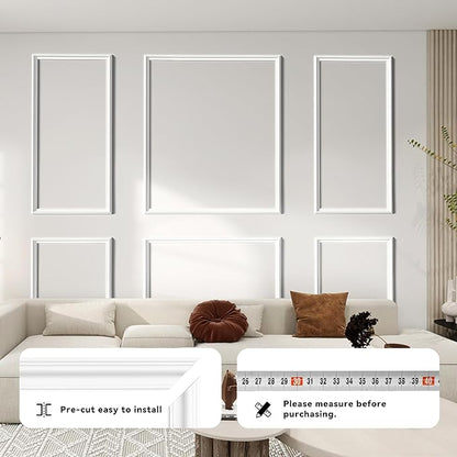 PALMPOP Peel and Stick Wall Molding Kit of 6 Frames,Premade Accent Wainscoting Panels, Ready to Molding Trim for Living Room Bedroom Corridor Home Interior Wall Panel Decor (50x40in)