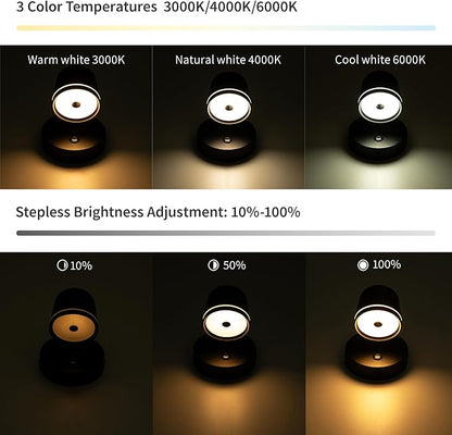 Aisilan Wall Sconce, Hardwired Touch Dimmable Wall Light with 3 Color Temperatures, Adjustable 7W LED Wall Lamp CRI97, Modern Black Aluminum Sconce for Bedroom Bedside Hallway