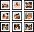 10x10 Picture Frame Set of 9, Display Pictures 8x8 with Mat or 10x10 without Mat, Multi Collage Gallery Square Photo Frames for Wall or Tabletop,Black
