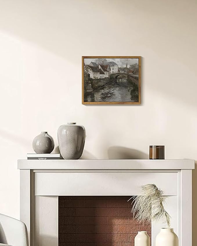 SHENIFY Vintage Town Framed Canvas Wall Art French Classic Wall Prints Modern Farmhouse Bathroom Kitchens Office Decor - 8