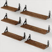 AMADA HOMEFURNISHING Wall Shelves Set of 6, Rustic Farmhouse Floating Shelves for Bedroom, Bathroom & Living Room, Brown