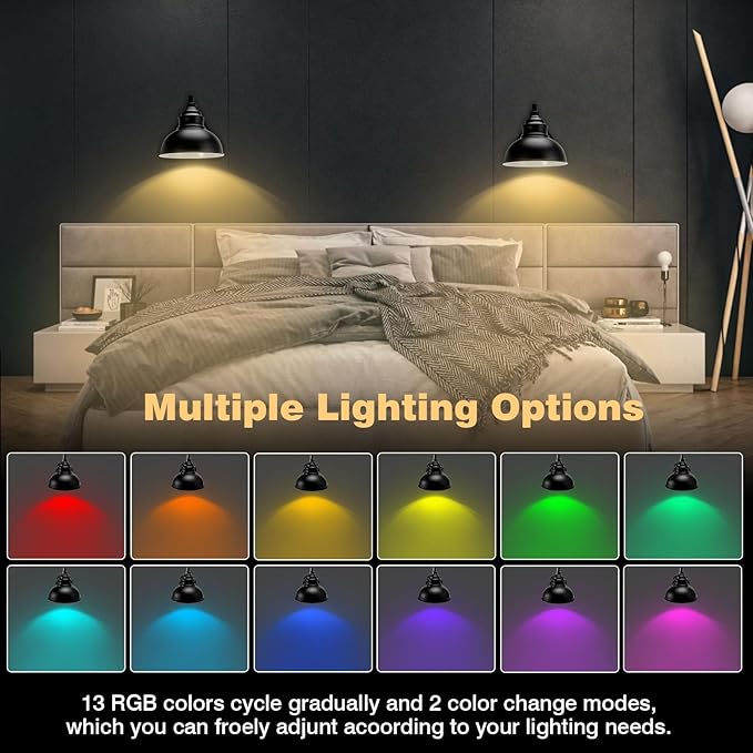 Wall Sconces Battery Operated – Rechargeable Wall Lights with Remote Control Dimmable Auto Timer–13 Colorfuls Changeable to Elegant Touch Wall Lamp for Bedrooms Living Rooms Game Rooms Hallways