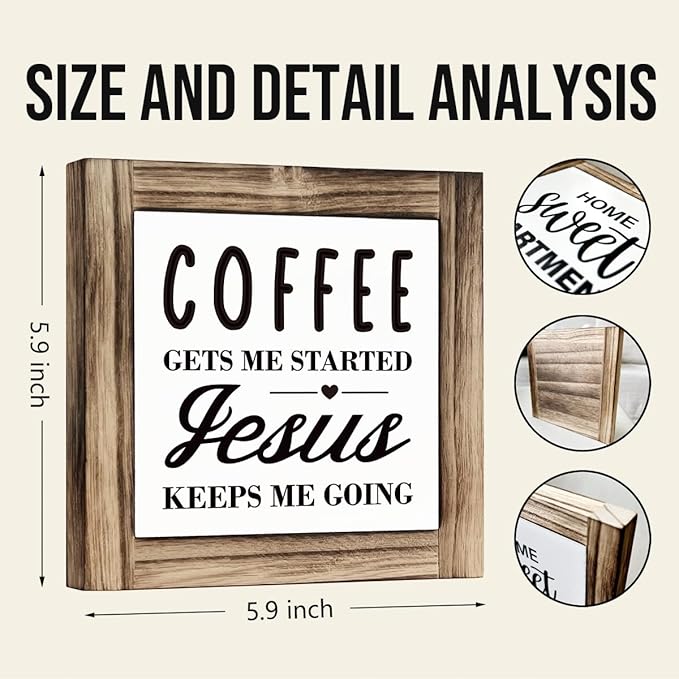 Coffee Gets Me Started Sign, Coffee Decor, Box Sign Wood Desk Sign Decor, Coffee Wood Sign, Funny Coffee Decor Sign, Religious Coffee Decor, Home Kitchen Decor, Coffee Bar Sign, Coffee Lover Gift