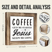 Coffee Gets Me Started Sign, Coffee Decor, Box Sign Wood Desk Sign Decor, Coffee Wood Sign, Funny Coffee Decor Sign, Religious Coffee Decor, Home Kitchen Decor, Coffee Bar Sign, Coffee Lover Gift