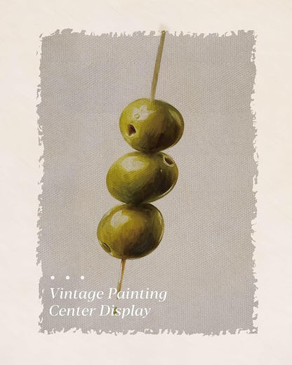 HUARCEY Gold Framed Wall Art for Living Room, Olive Skewers Painting Prints, Vintage Wall Decor for Kitchen, Minimalism Bedroom Wall Art for Home Office A string of olives 10L x 8W