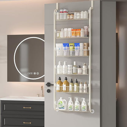 MIAOLI Over the Door Pantry Organizers and Storage, 6-Tier Spice Rack, Home & Kitchen Storage Shelves for Cabinet, Large Capacity Hanging Seasoning Organizer, Laundry Room Organization, White