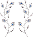 sxnzequnze 2 Pcs Metal Leaf Wall Art Crystal Bling Decorations Silver Leaves 3D Iron Handmade Home Decor Hanging Minimalist Accents Modern Set for Living Room Bathroom Bedroom Dining Room Hallway