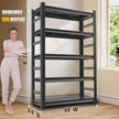 5-Tier Storage Shelves for Kitchen, Metal Stand Rack with Storage, Kitchen Island with Storage Shelf, Microwave Stand 72”H*48”W*24”D, Free Standing Storage Shelf Rack, with Railings