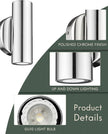 2-Light Wall Sconce, Indoor Up and Down Wall Lamp, Polished Chrome Wall Light for Bedroom Bathroom Stair Entryway, WL4830-2W-PC