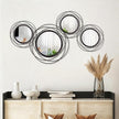 Cityelf 4 Set Mixed Size Black Circle Mirrors Wall Decor Iron Frame Wall Art Round Mirror Home Decor Hanging for Living Room/Bedroom/Bathroom/Entryway
