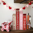 4 Pcs Valentines Day Decoration Wooden Book Valentine's Day Table Decoration Pink Red and White Valentines Tiered Tray Decor Wood Book Sign Farmhouse for Wedding Home Shelf Coffee Table