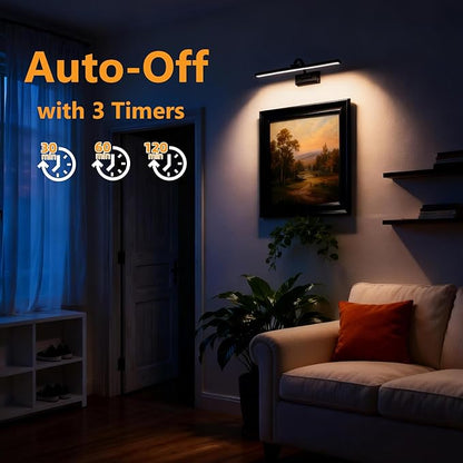 Picture Lights for Wall, 8000mAh Rechargeable Battery Operated Picture Light with Remote, 23.6" Dimmable 3 Colors Wireless Art Lighting for Paintings Picture Frame Gallery Dartboard, Black