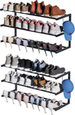2 Pack Wall Mounted Shoe Rack, 3 Tier Hanging Shoe Rack Holds 24 Pairs, 17