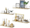 Floating Shelves Set of 3, Home Wood Wall Shelf, Farmhouse Shelf for Bedroom, Wall Mounted Floating Shelf for Living Room, Bedroom, Bathroom, Kitchen, Office (White-4pcs)