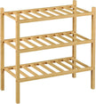 3-Tier Bamboo Small Shoe Rack, Free Standing Wood Shoe Shelf Storage Organizer for Closet Entryway Stackable (Natural)