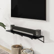 Heimlove Deep Floating Shelves for Wall, 12 Inch Deep Floating Shelves Set of 3, 16W x 12D Wood Wall Shelves, Wide Wood Shelves with Metal Bracket for Living Room, Kitchen, Office, Bedroom - Black