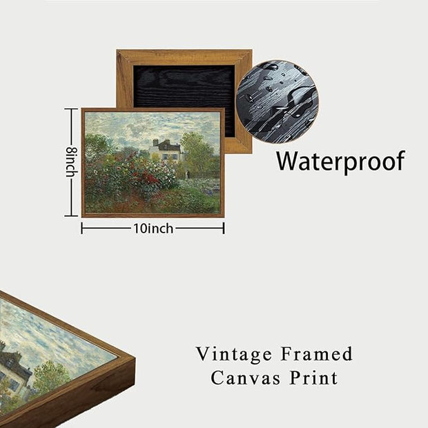 OIQArtOIQ Vintage Landscape Canvas Wall Art Framed Natural Scenery Painting Artwork Prints France Country Wilderness Farmhouse Decor Pictures Kitchen Bedroom Living Room Bathroom