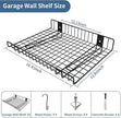 2 Pack Garage Wall Shelf, Wall Mounted Storage Shelves, Heavy Duty Metal Shelves for Room Wall, Loads 80 LBS Floating Shelves Mesh Storage Rack for Garage, Office, Basement,Wall Cabinet and Kitchen